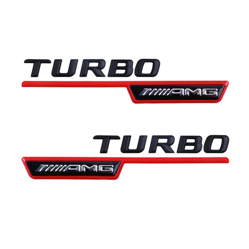 2Pcs Matte Black Red Turbo 4Matic Emblem Car Vent Fender Badge For Mercedes-Benz - Picture 5 of 12