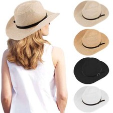 USA Women's Summer Beach Hat Wide Brim Cap Large Sun Straw Floppy Folding Hat
