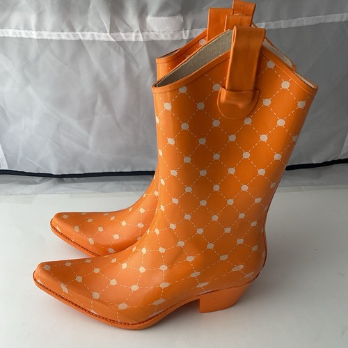 Stadium Stompers Rubber Western Rain Boots Tennessee Orange Women's US 10 EUR 40 - Picture 3 of 12