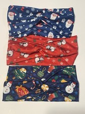 3 Christmas Stretchy Holiday Headbands Headwraps, NWOT