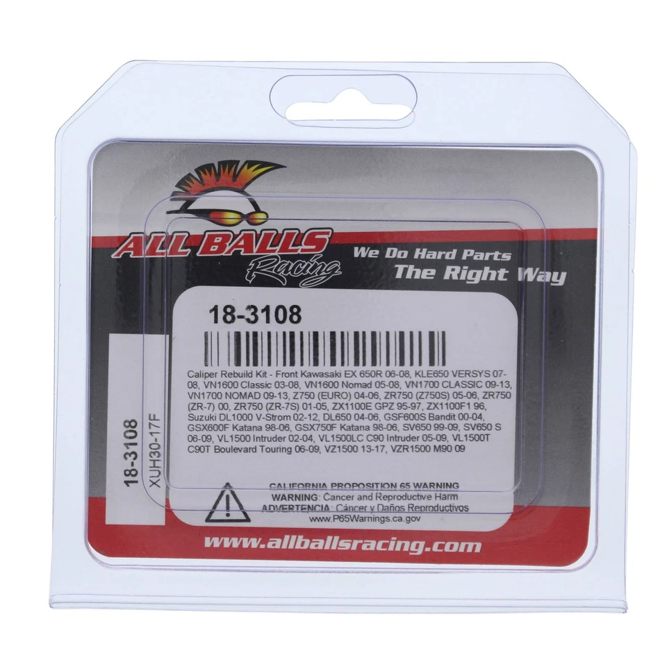 New All Balls Front Caliper Rebuild Kit 18-3108 for Kawasaki VN 1600 A Classic Foto 4 de 4