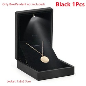 LED-Halskettenbox mit Schmuckboxen quadratische Geschenkbox Samt-Schmuck