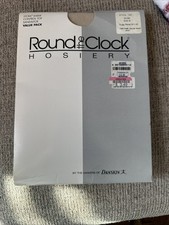 Vtg Round The Clock Control Top Lycra Sheer Bone Sz B Style 122 Pantyhose 2 Pair