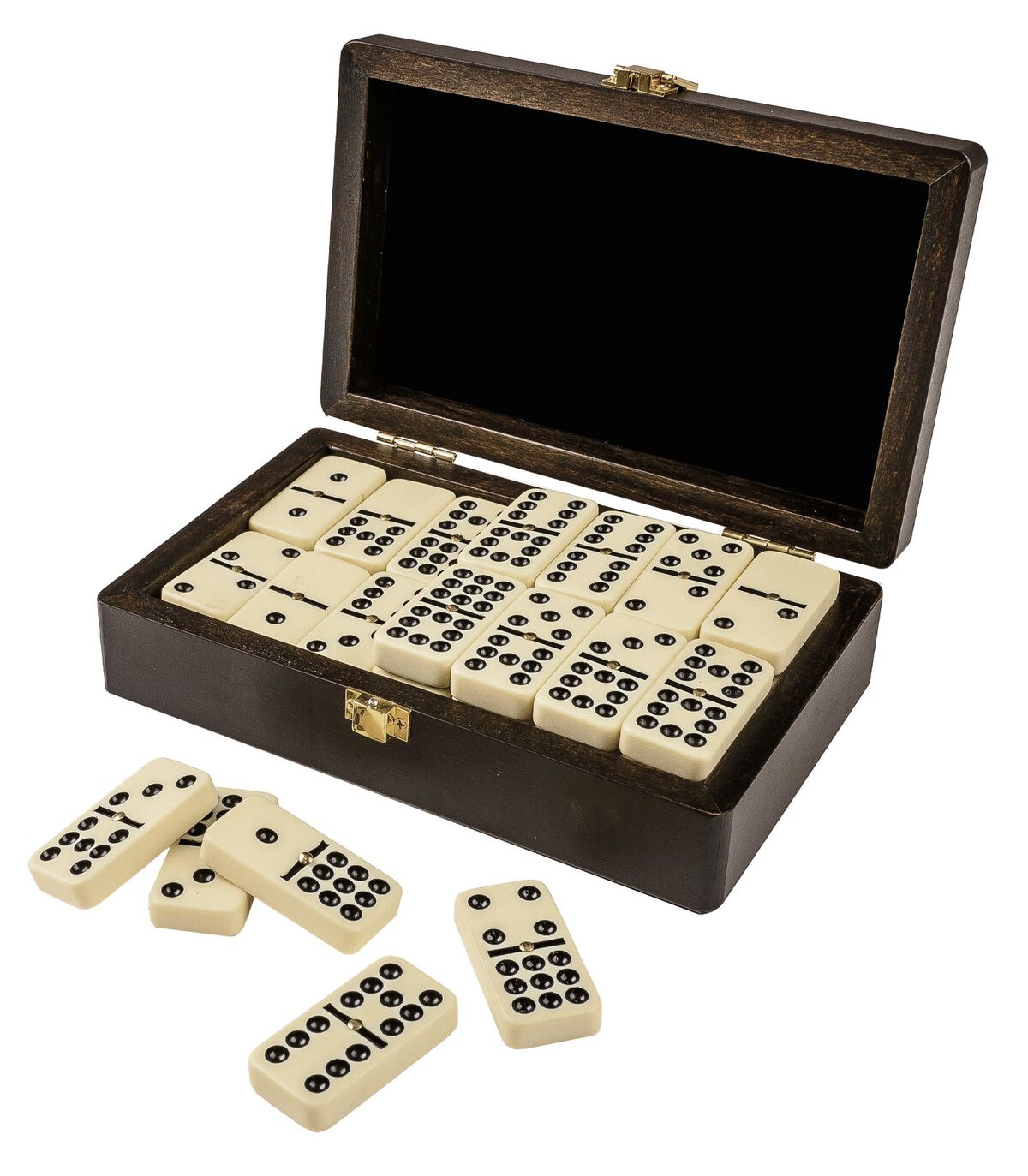 Double 9 Dominoes with Spinners in Smart Wooden Case (UK)