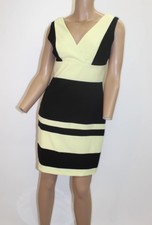Marc New York Vintage Black & Lime Green V-Neck Sheath Dress Size 4
