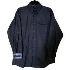 ARIAT Relentless Shirt~Mens M~Black Geometric Flip Cuff Long Sleeve Button-Down