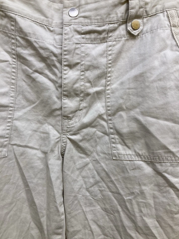 Pantalones capri Sigrid Olsen para mujer 12 bolsillos cargo beige Foto 2 de 4