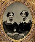 1/6 Plate Tintype - Sisters (?) Holding Hands Housed In A Desirable Union Case