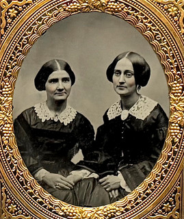 1/6 Plate Tintype Sisters (?) Holding Hands Housed In A Desirable Union Case