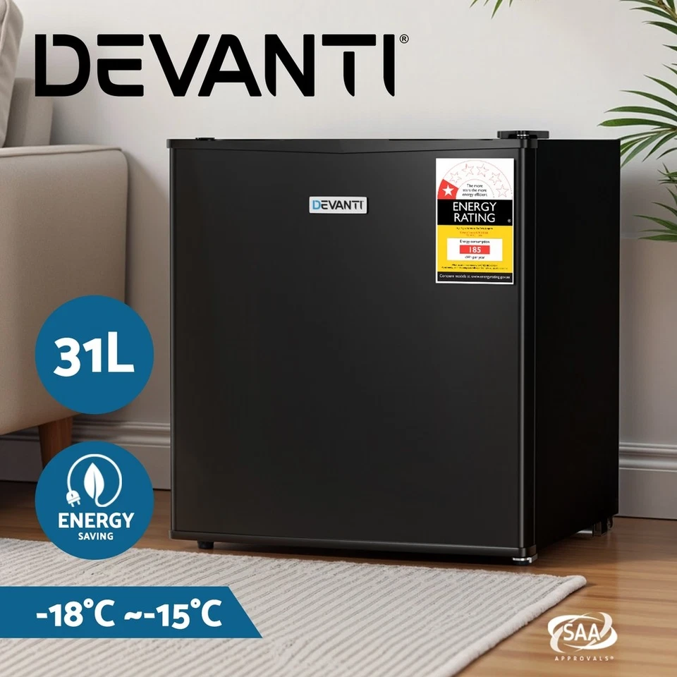 Devanti 31L Upright Freezer Fridge Refrigerator Cooler Home Office Black