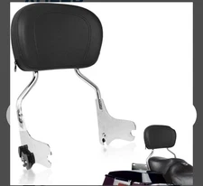 AUFER Detachable Passenger Backrest Sissy Bar w/ Pad for Harley Touring...