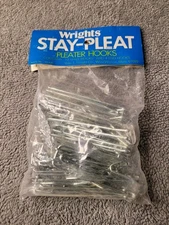 Vintage Wrights Stay-Pleat Pleater Hooks Bag 10 Wall Hooks & 4 End Hooks New