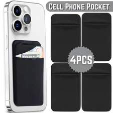 4pcs Adhesive ID Credit Card Pocket Sticker Pouch Holder Case For Cell Phone