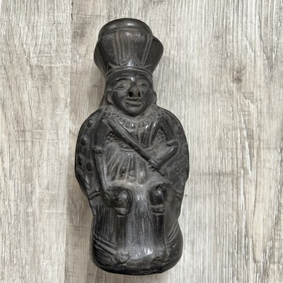 Aztec/Maya handgeschnitzte Native Image Clay Vase ca. 1800, Schwarz Ca 20cm