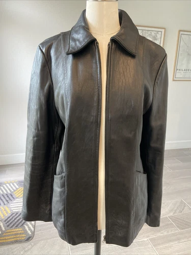 Worthington Women's Size Med. Genuine Soft Leather Lambskin Jacket Black