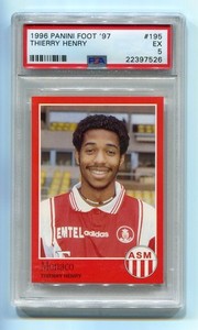 1996 Panini Foot '97 195 Thierry Henry RC Rookie Card PSA 5 EX Soccer Football