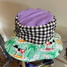 20" Kids Reversible Surfing/ Patriotic Dog Print Bucket Hat Hand Crafted
