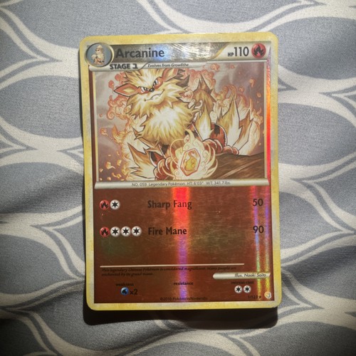 ARCANINE 1/123 HeartGold & SoulSilver REVERSE HOLO RH Pokemon TCG card VLP-NM