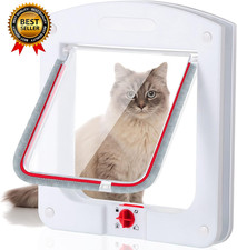 Cat Door Interior Door/Exterior Door 4 Way Rotary Locking Flap Cat Doors for Out