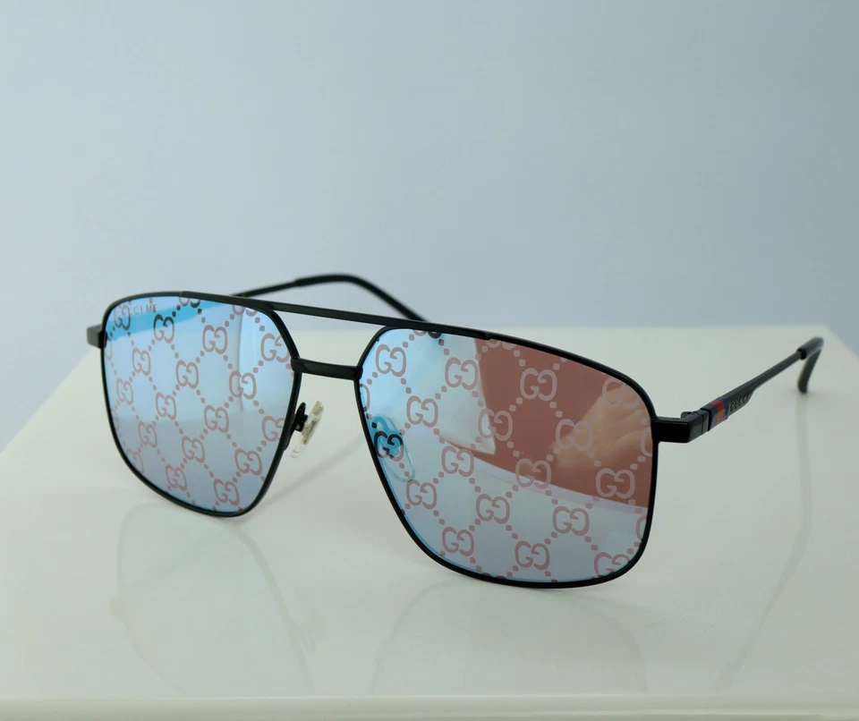 Gafas de sol Gucci GG1676S 005 60 mm para hombre de aviador en negro con lente gris con logotipo GG Foto 2 de 4