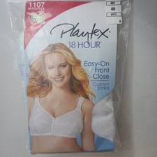 Playtex 18 hour Bra 48D White Front Close WireFree Cushion Strap 1107