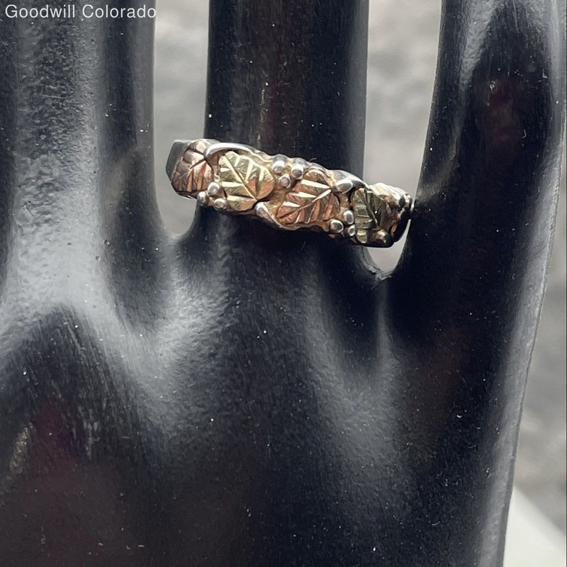 Coleman Sterling Silver 12K Multi Tone Gold Accent Ring Size 7