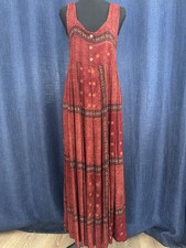 Mission Canyon Rust/Black  Geometric Sleeveless Maxi Dress deep Scoop Neck M