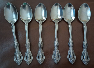 ONEIDA MICHELANGELO TEASPOONS  STAINLESS CUBE MARK LOT 6 PC