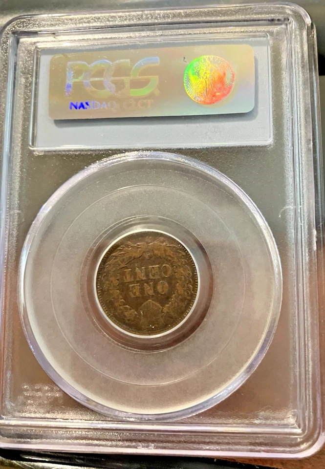 1873 Indian Cent, Open 3, PCGS S-1 RPD, F-15 - Image 2 of 3