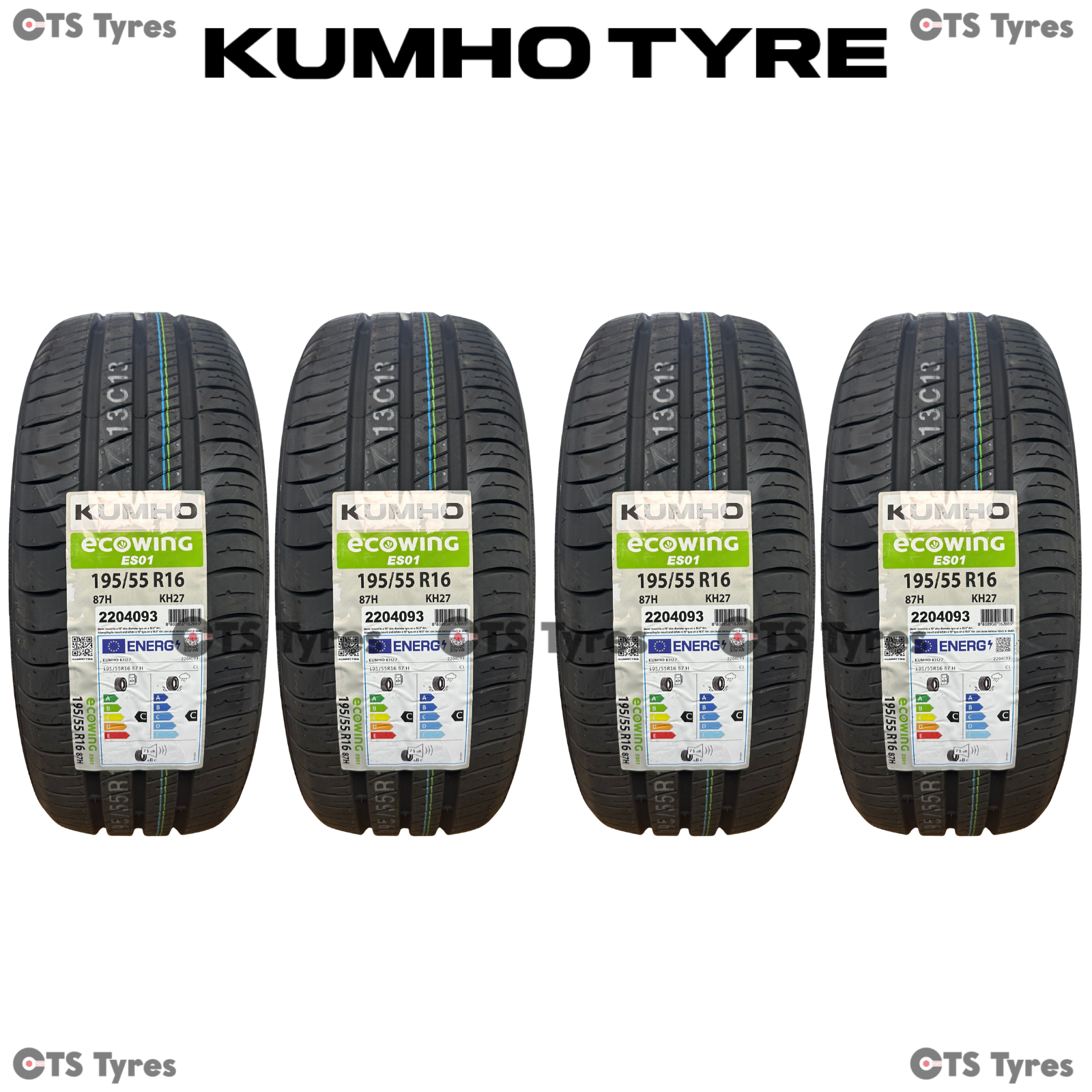 4 X 195/55R16 Kumho Ecowing ES01 KH27 87H NEW *CHEAP QUALITY TYRES* 195 55 16