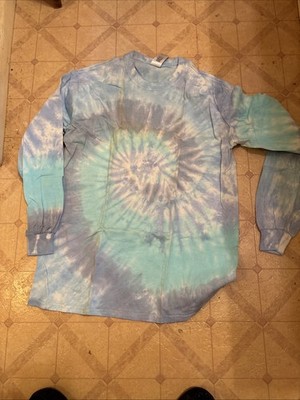 Colortone Size Medium Long Sleeve Light Blue and Lavender Tie Dye Shirt New!