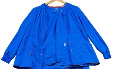 Code Happy Womens Snap Front 2-pc Workwear Scrub Top  Jacket Size Large Blue
