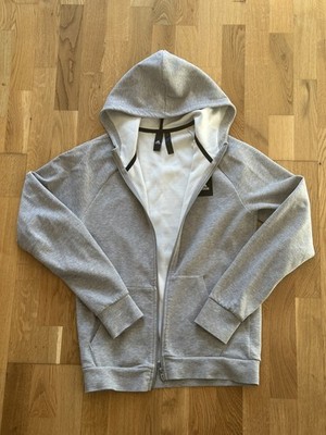 Adidas Vintage Kapuzenjacke Full-Zip Hoodie Grau S innen weiß Retro Sportstyle