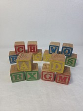 Vintage Wooden Alphabet Blocks Lot Of 16