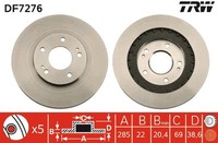 2X Bremsscheibe TRW DF7276 FüR Mitsubishi Pajero Pinin 1 H66W GDI H67W