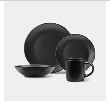 Image of VonShef 16 Piece Dinner Set – Matte Black – Plates Bowls Mugs – Gift Box