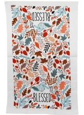 Blessed Autumn Kitchen Towel - 15 x 25 Inch - Small, Harvest Leaves 