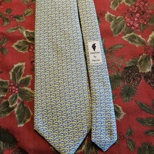 Martha's Vineyard Vines Shep  Ian Tie Light Green And Blue/white Fish Silk