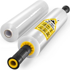15 Inch Clear Stretch Wrap Roll with Handles 2 Rolls-2000 Feet Heavy Duty Shr...