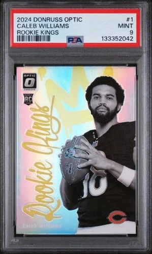 Graded 2024 Panini Donruss Optic Caleb Williams #1 Kings Rookie Card PSA 9 Mint