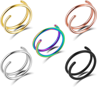 Edelstahl Nasenpiercing Ring Set Spiralschlange 5 Stück für Septum & Nasen