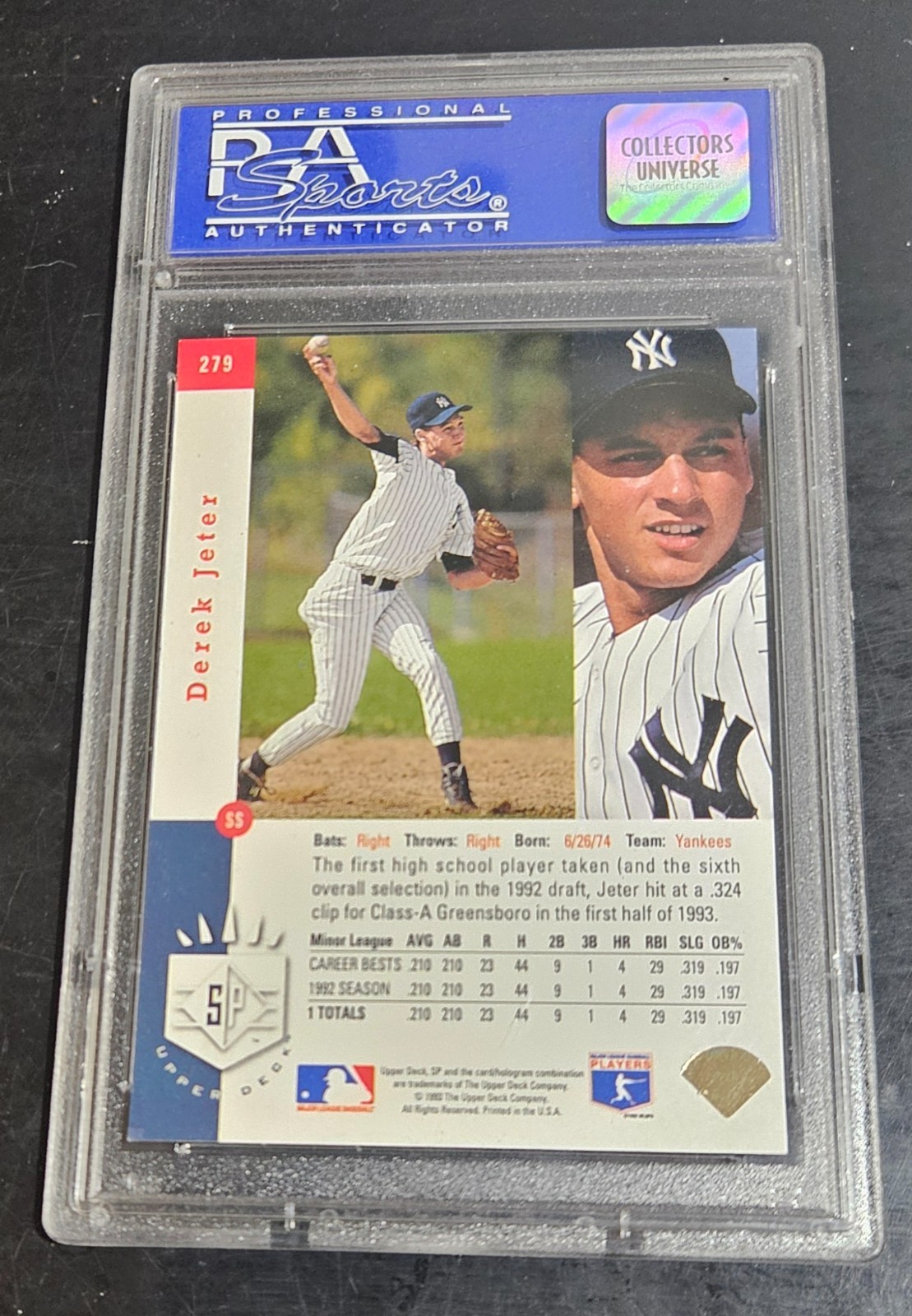 1993 SP Foil #279 Derek Jeter New York Yankees RC Rookie HOF PSA 8 NM-MT view 2