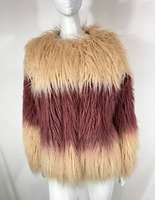 ODD MOLLY Coat Women's size 2 Faux Fur Fuzzy Fluffy Multicoloured Short - Image 1 of 4