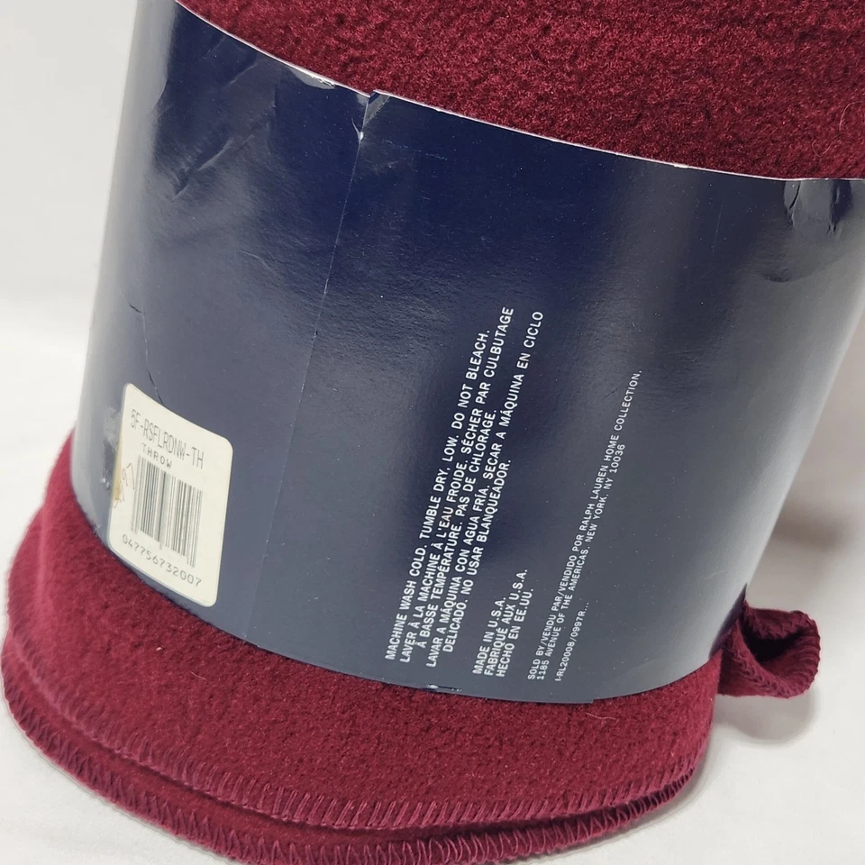 Manta polar vintage Ralph Lauren Exploration POLO BEAR 50"x68" granate Foto 3 de 3