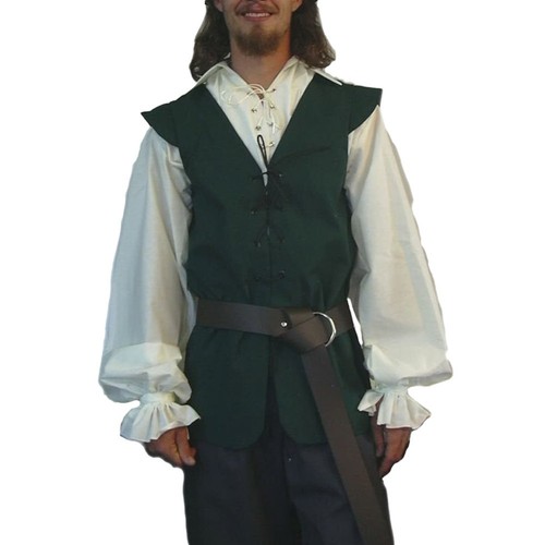 Male Waistcoat Vest Club Beach Sport Top V-Neck Costume Pirate Renaissance - Picture 7 of 17