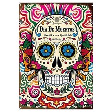 Totenkopf DIA DE MUERTOS Poster Plakat Wanddekor Metallschild 14 x 20 cm