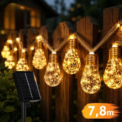 Solar Lichterkette Beleuchtung Kette 16 Glühbirnen LED Party Garten Außen Deko - Bild 1 von 4