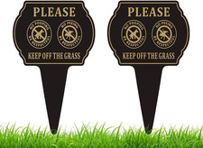 No Poop or Pee Dog Sign,13.6  X9.6  2PACK Keep Off the Grass Yard Sign with Integ