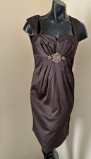 ELIZA J knee-length evening dress square neck rhinestone embellished bronze 10