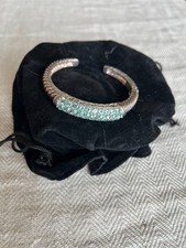 Sterling Silver Blue Topaz Hinged Bangle Bracelet
